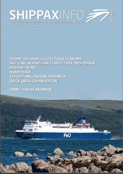 Ferry on the cover of Shippax Info magazine.