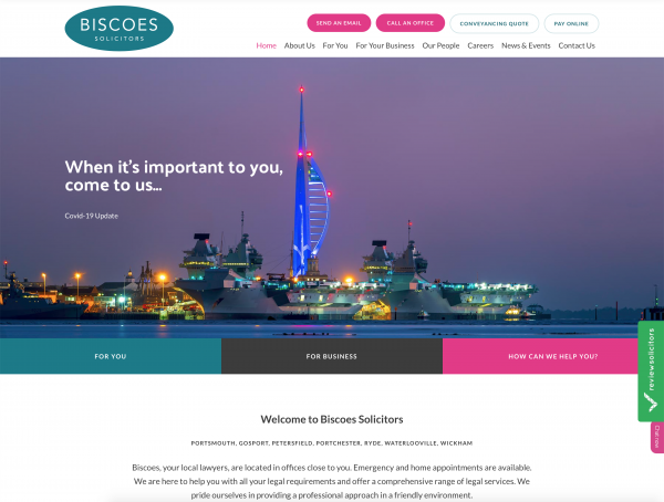 Queen Elizabeth aircraft carriers on Biscoes Solicitors website.